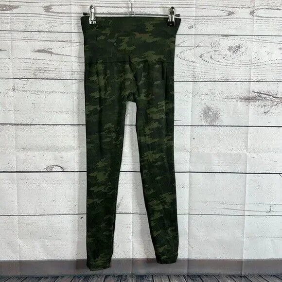 Spanx Camo Leggings Womens Small Green High Rise Seamless Shaping Slimming - Picture 4 of 8